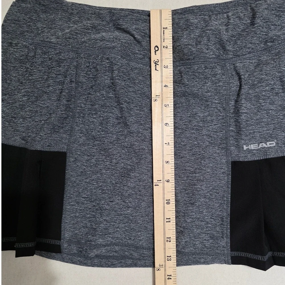 HEAD Womens Large Gray Heather Pleated Tennis Skort Athletic Skirt Zip Pocket